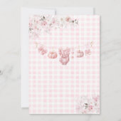 ピンクのフローラバウ小さなかぼちゃの女の子ベビーシャワー 招待状 (裏面)