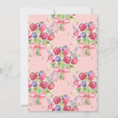 ピンクのフローラバスケットと蝶イースターブランチ 招待状 (裏面)