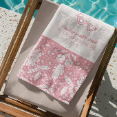 ピンクのフローラバチェロレッテウィリアムモリスパターン ビーチタオル