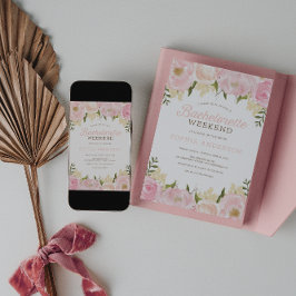 ピンクのフローラバチェロレッテ週末の日程 招待状