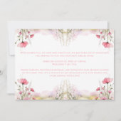 ピンクのフローラバニーのベビーガール誕生のお知らせ 招待状 (裏面)