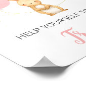 ピンクのフローラバニーバルーンベビーシャワーサイン ポスター (角)