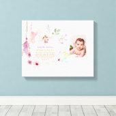 ピンクのフローラバプテスマのバイブルの詩の写真ガール キャンバスプリント (インサイチュ (ウッドフロア))