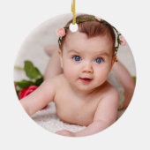 ピンクのフローラバプテスマのバイブルの詩の写真ガール セラミックオーナメント (裏面)