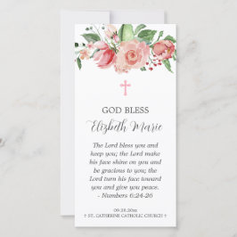 ピンクのフローラバプテスマのブックマークが女子に サンキューカード