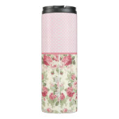 ピンクのフローラバラとピンクと白の水玉模様 タンブラー (裏面)