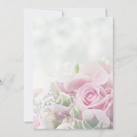 ピンクのフローラバラと牡丹結婚のリハーサルディナー 招待状 (裏面)