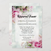 ピンクのフローラバラと牡丹結婚のリハーサルディナー 招待状 (正面/裏面)