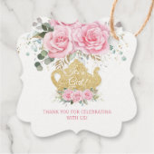 ピンクのフローラバラティーパーティー赤ちゃんシャワーありがとう フェイバータグ (裏面)