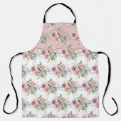 ピンクのフローラバラパターン エプロン (正面)