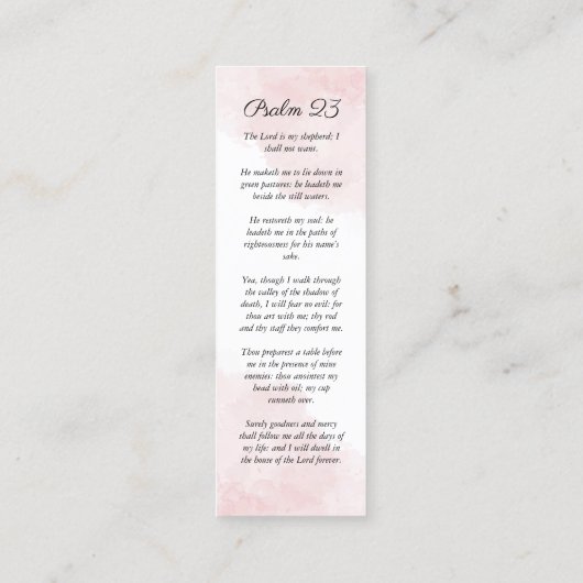 ピンクのフローラバラフォトウォーターカラーブックマーク スキニー名刺 (裏面)