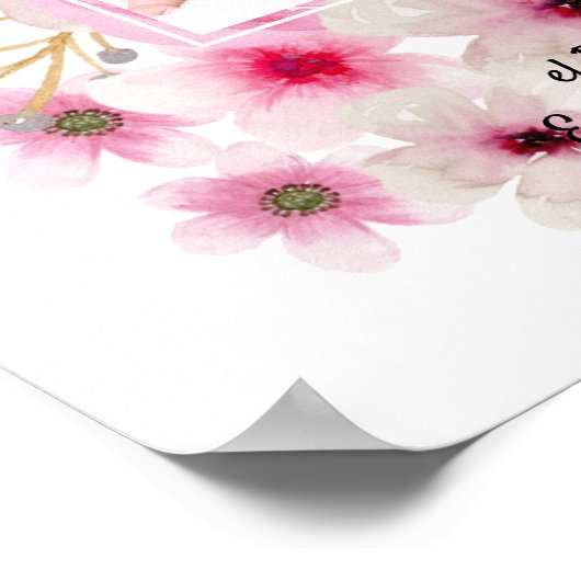 ピンクのフローラバラフォトボーティゾバプティスマの女の子の名前 ポスター (角)