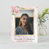 ピンクのフローラバラ写真水の色の順序サービス 招待状 (スタンド正面)