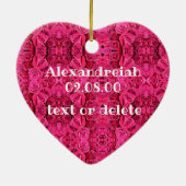 ピンクのフローラバラ愛Youハートフォトフレーム セラミックオーナメント (裏面)