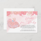 ピンクのフローラバラ金ゴールドツチュドレスブックリクエスト エンクロージャーカード (正面/裏面)
