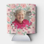 ピンクのフローラバラ100番目の誕生日名写真 缶クーラー (裏面)