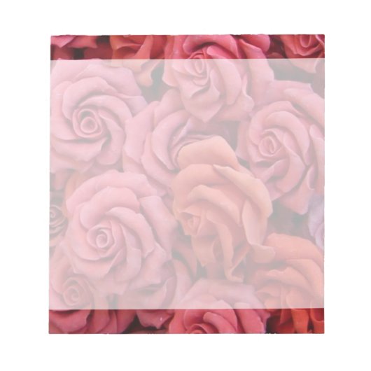 ピンクのフローラバラ ノートパッド (正面)