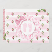 ピンクのフローラバラts女の子ベビーシャワー招待状 招待状 (正面/裏面)