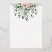 ピンクのフローラバルーン女の子の赤ちゃんシャワー 箔招待状 (裏面)