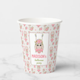 ピンクのフローラバレリーナかわいいバニーの女の子の誕生日パップ 紙コップ