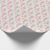 ピンクのフローラバレリーナかわいいバニーの女の子の誕生日 ラッピングペーパー (角)