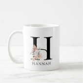 ピンクのフローラパメ離れット水彩モノグラム コーヒーマグカップ (左)