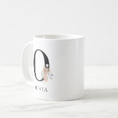 ピンクのフローラパメ離れット水彩モノグラム コーヒーマグカップ (正面左)