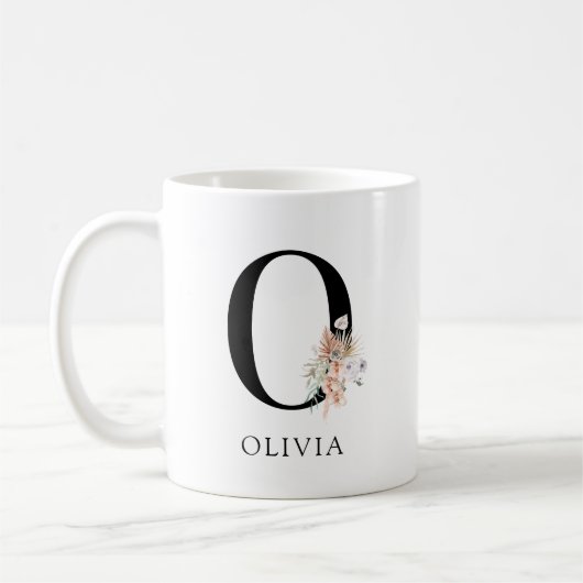 ピンクのフローラパメ離れット水彩モノグラム コーヒーマグカップ (左)