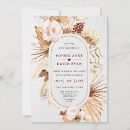 ピンクのフローラパンパスグラス離れパームの全てが一つ 招待状