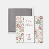 ピンクのフローラパーソナライズされたおもしろい結婚吸光度 マグネット (正面/裏面)