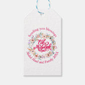 ピンクのフローラパーソナライズされたイードムバラク ギフトタグ (正面)