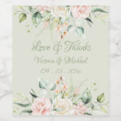 ピンクのフローラパーソナライズされたエレガントな結婚式 ワインラベル (シングルラベル)