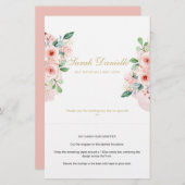 ピンクのフローラパーソナライズされたキャンディバーラッパー (正面/裏面)