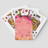 ピンクのフローラパーソナライズされた名の表示 トランプ (裏面)