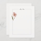 ピンクのフローラパーソナライズされた文房具ノートカード (正面/裏面)