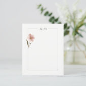 ピンクのフローラパーソナライズされた文房具ノートカード (スタンド正面)