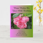 ピンクのフローラパーソナライズされた100番目の誕生日カード カード (黄色い花)