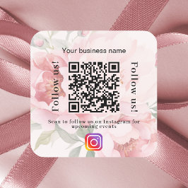 ピンクのフローラビジネス名qrコードinstagram スクエアシール