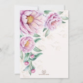 ピンクのフローラピーコックチノイスリーガールベビーシャワー 招待状 (裏面)