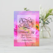 ピンクのフローラファンタジーは招待を保存 招待状 (スタンド正面)