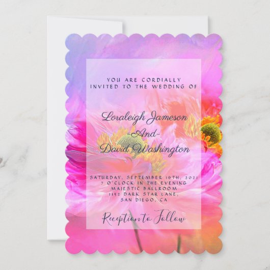 ピンクのフローラファンタジー招待 招待状 (正面)