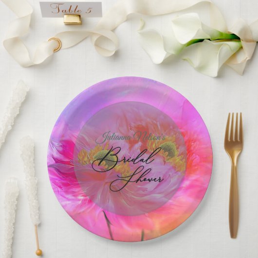 ピンクのフローラファンタジー紙プレート ペーパープレート (ウェディング)