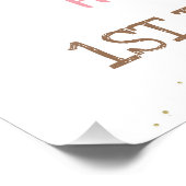 ピンクのフローラファームワードファースト誕生日ウェルカムサイン フォトプリント (角)