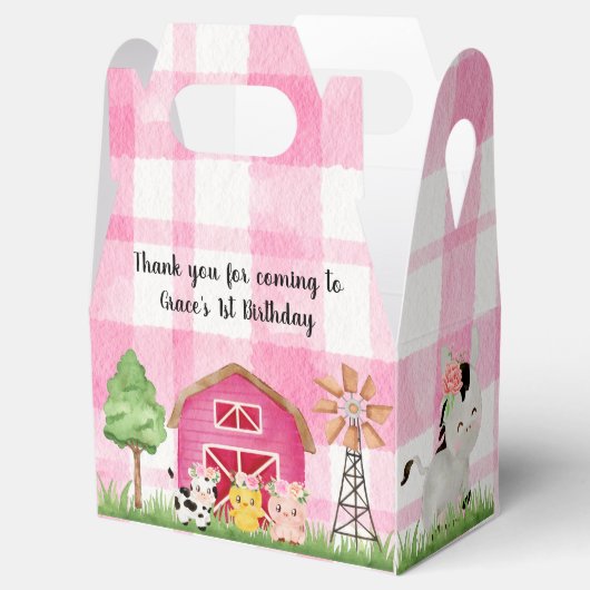 ピンクのフローラファーム納屋周囲の庭誕生日パーティーお願いボックス フェイバーボックス (オープン)