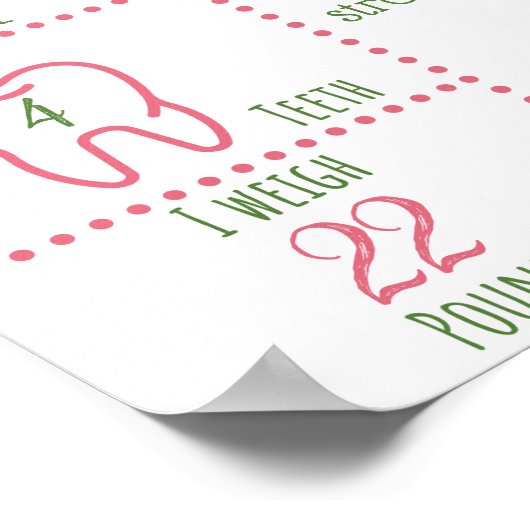 ピンクのフローラファーム1stバースデーマイルストーンポスター ポスター (角)