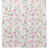 ピンクのフローラフェミニンシャワーカーテン シャワーカーテン (正面)