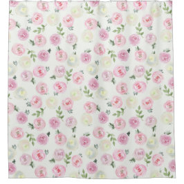 ピンクのフローラフェミニンシャワーカーテン シャワーカーテン