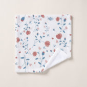 ピンクのフローラフェミニンスタイルかわいい手描きスタイル バスタオルセット (ウォッシュタオル)