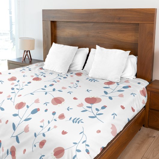 ピンクのフローラフェミニンスタイルかわいい手描きスタイル フリースブランケット