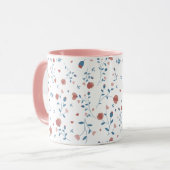 ピンクのフローラフェミニンスタイルかわいい手描きスタイル マグカップ (正面左)